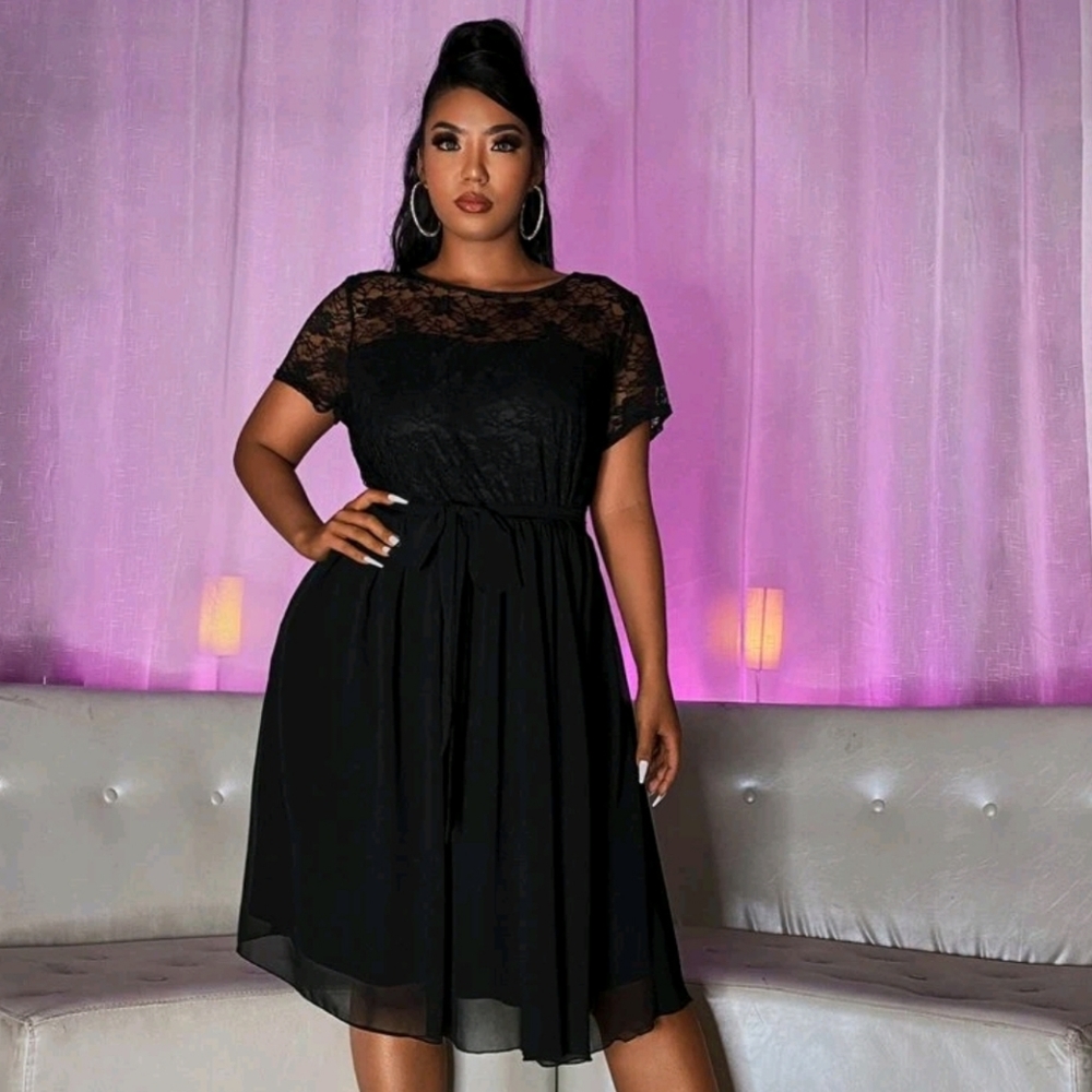 SHEIN Black Lace Dress, 0XL